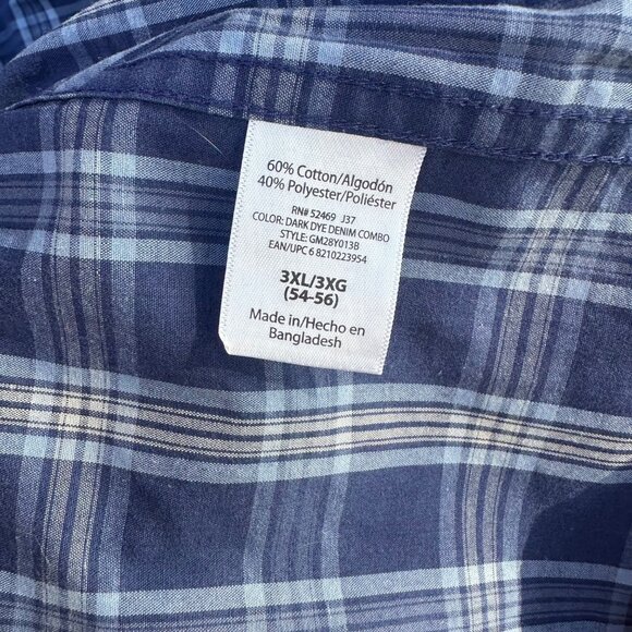 George Blue Plaid Button Down Short Sleeve Mens Shirt Size 3XL - Picture 6 of 10